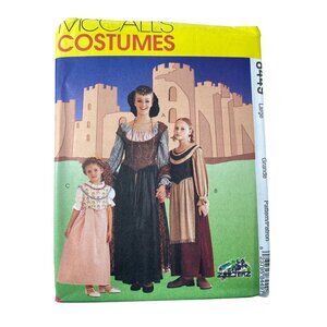 90s McCalls Costumes 8449 Misses Medieval Gown Pattern Size Large 16-18 UNCUT
